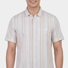 Men's Yellow Cotton Classic Collar Casual Shirt, पीला, small