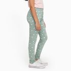 Girls' Muted Sage Green Floral Print Cotton Blend Pyjama, हल्का हरा, small image number null