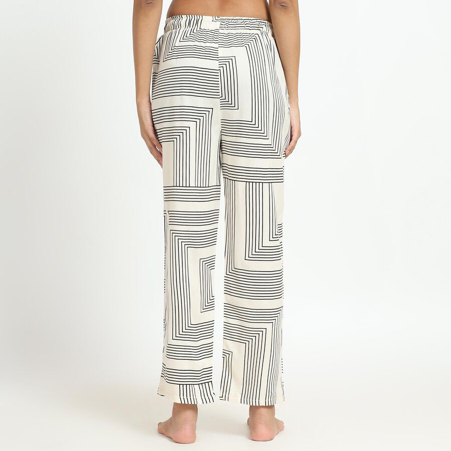 Ladies' Off-White Geometric Printed Full-Length Pyjama, ऑफ व्हाइट, large image number null