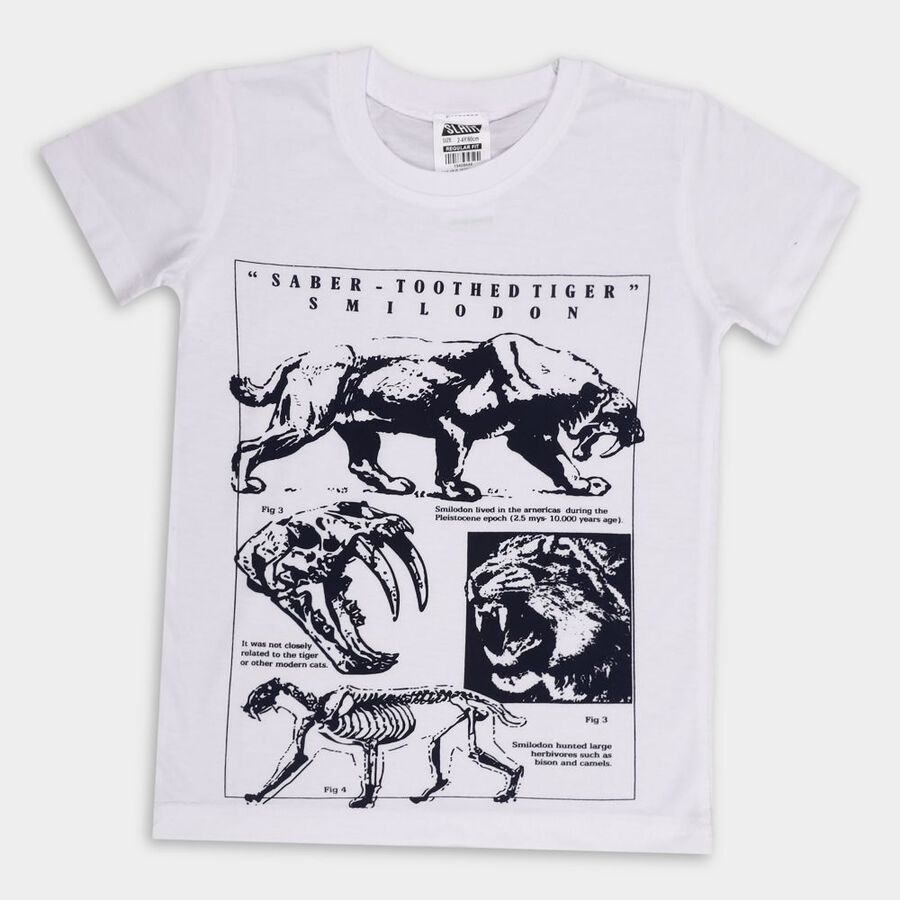 Boys' Half Sleeves T-Shirt, Off White, large image number null