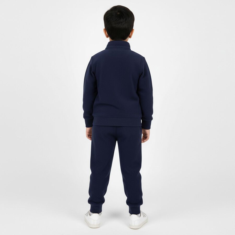 Boys' Navy Round Neck Solid Baba Suit, Navy Blue, large image number null