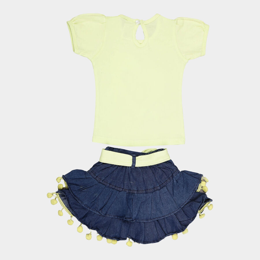 Infants Yellow Hippo Solid Skirt Top Set, Yellow, large image number null