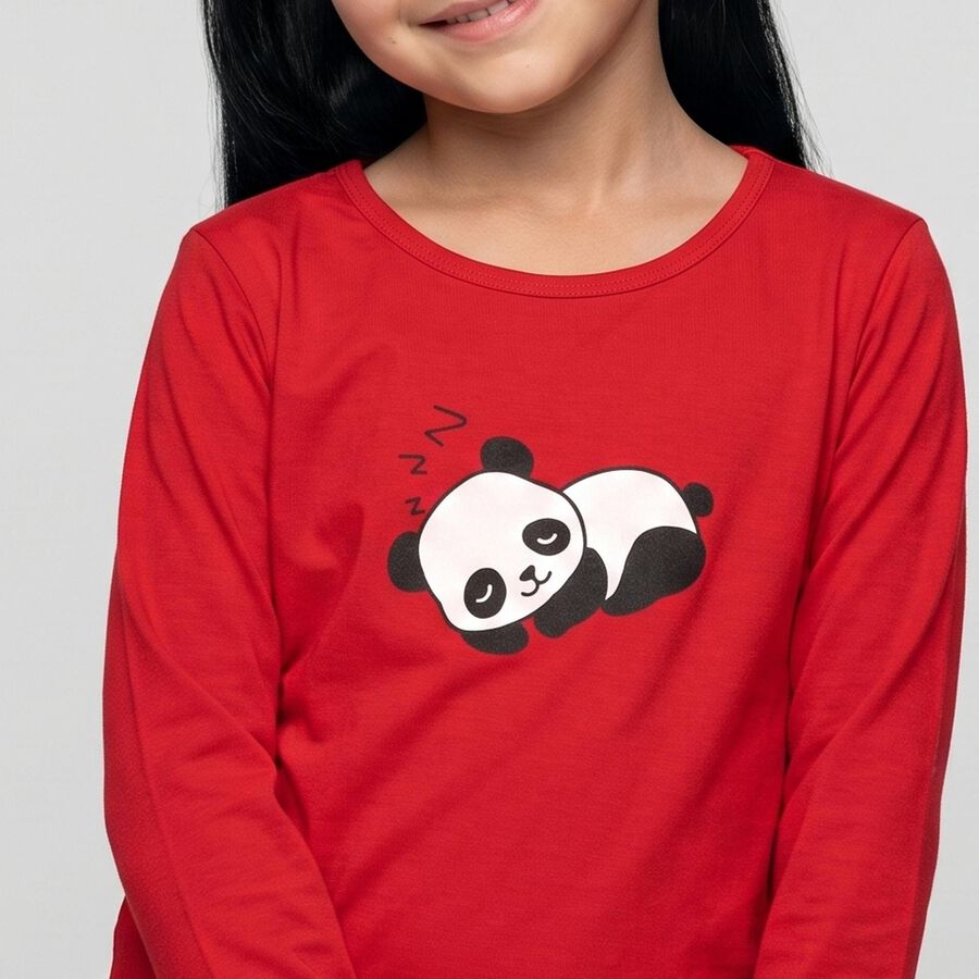 Girls Fuchsia Round Neck Regular Top, Fuchsia, large