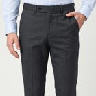 Men's Navy Blue Slim Fit Flat-Front Formal Trousers, Navy Blue, small