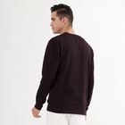 Men's Deep Maroon Crew Neck Graphic Sweatshirt, वाइन, small image number null