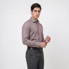 Men's Wine Cotton Blend Long Sleeve Point Collar Regular Fit Formal Shirt, वाइन, small
