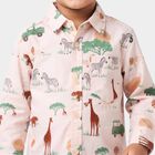 Boys Off White Cotton Collared Regular Fit Shirt, Off White, small