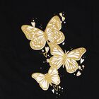 Girls' Black Cotton Round Neck Butterfly Printed T-Shirt, Black, small