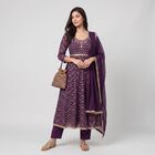 Women's Purple Embroidered Ethnic Set, Purple, small