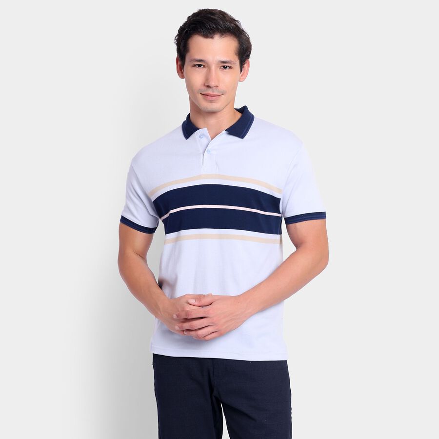 Men's100% Cotton Collared Half Sleeves T-Shirt, Light Blue, large image number null