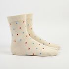Women Cream Regular Fit Polka Dot Pack of 1 Socks, ऑफ व्हाइट, small