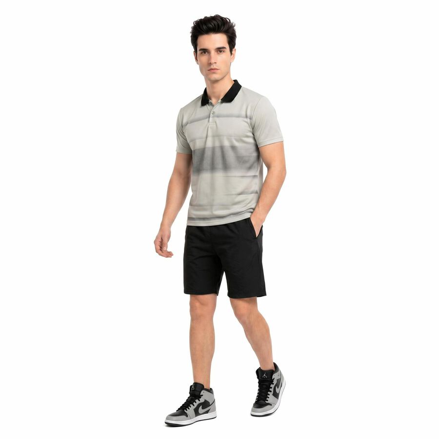 Men's Grey Crew Neck Regular Drifit T-Shirt, Light Grey, large