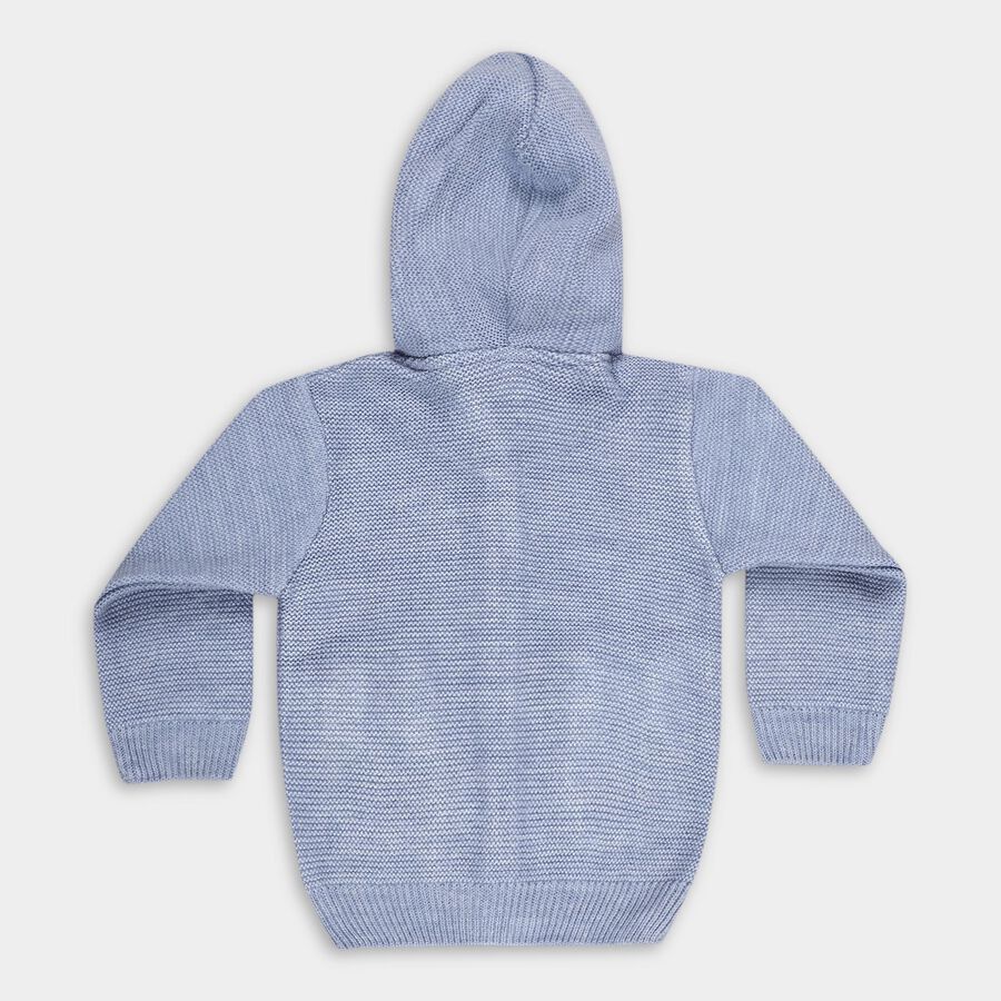 Infants Muted Baby Blue Hooded Casual Pullover, Mid Blue, large image number null