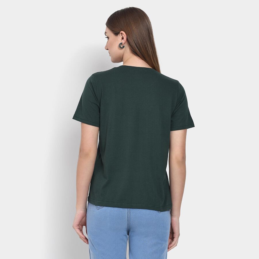 Ladies' Round Neck T-Shirt , गहरा हरा, large image number null