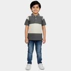Boys Mid Blue Polo Neck Casual T-Shirt, मध्यम नीला, small