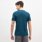Men's Deep Teal Crew Neck Athleisure T-Shirt, टील ब्लू, small
