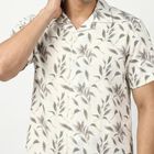 Men's Brown Cotton Camp Collar Casual Shirt, Brown, small