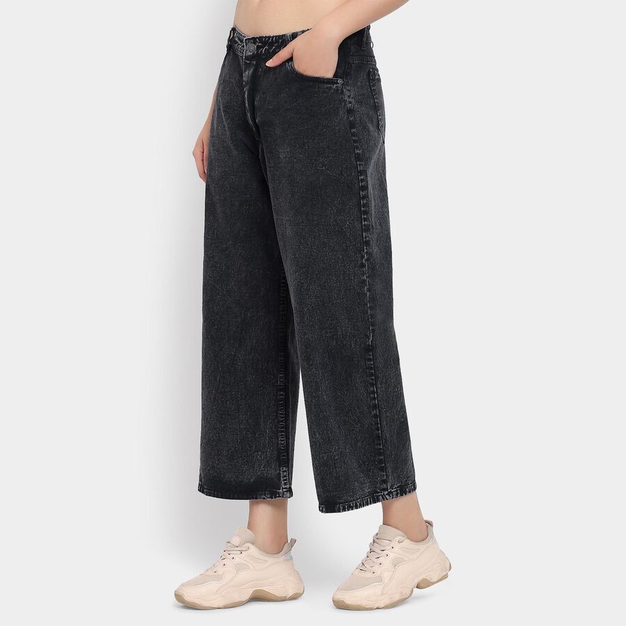 Ladies' 100% Cotton Jeans, काला, large image number null
