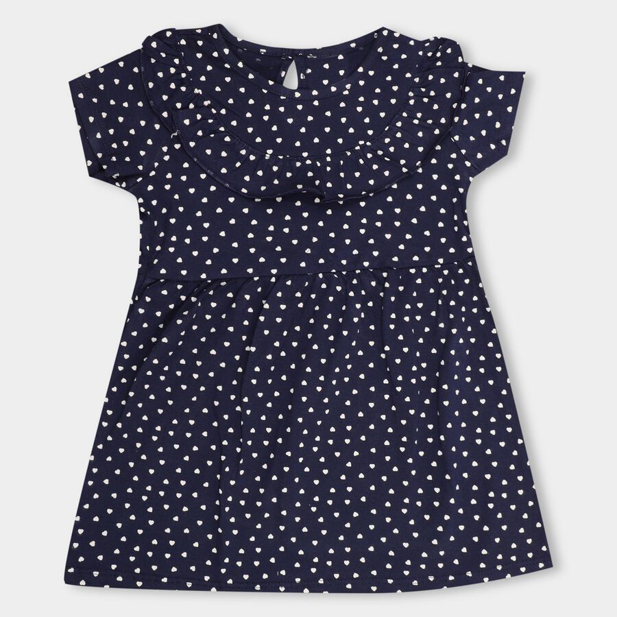Infant Girls' 100% Cotton Frock, नेवी ब्लू, large image number null