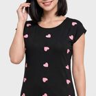 Women's Black Round Neck T-Shirt Style Nighty, Black, small
