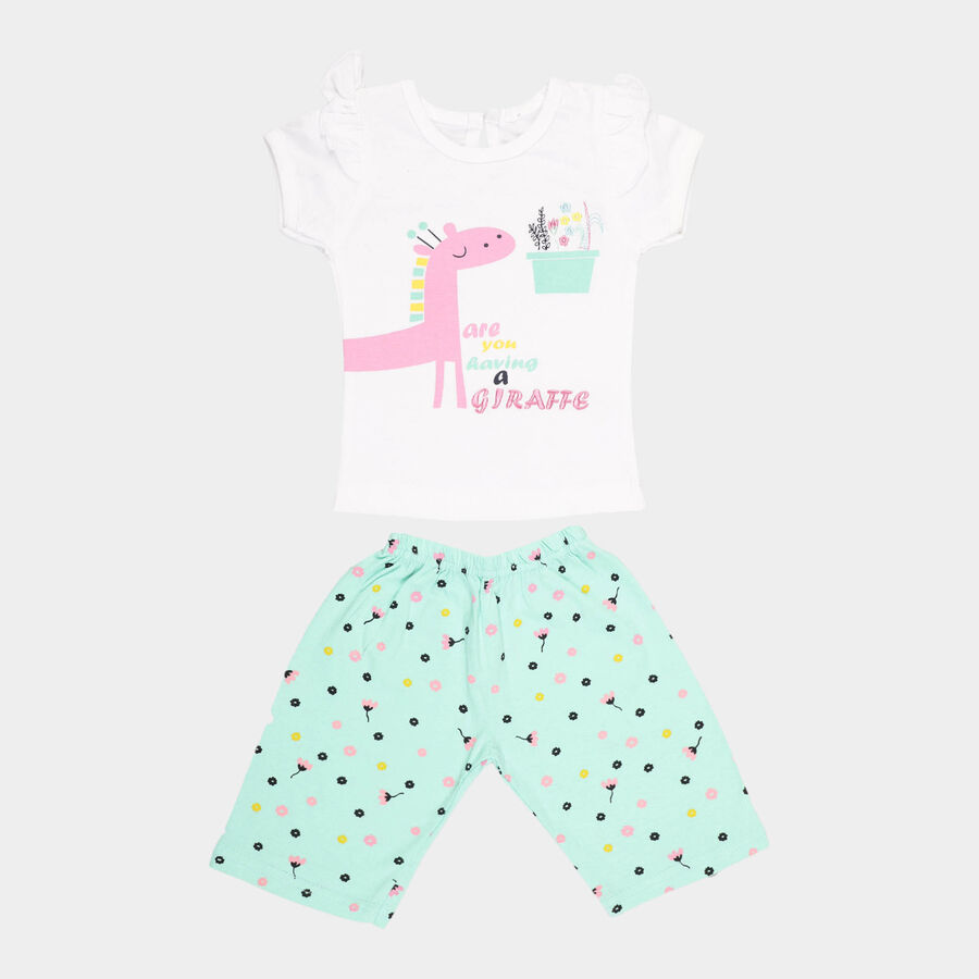 Infants Cotton Capri Set, Light Green, large image number null