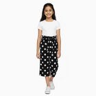 Girls' Black Polka Dot High-Rise Wide-Leg Capri, Black, small