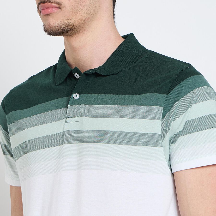 Men's Collared Half Sleeves T-Shirt, Dark Green, large