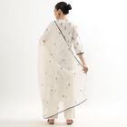 Women's Eggshell White Embroidered Notch Neck Flared Kurta, Off White, small image number null