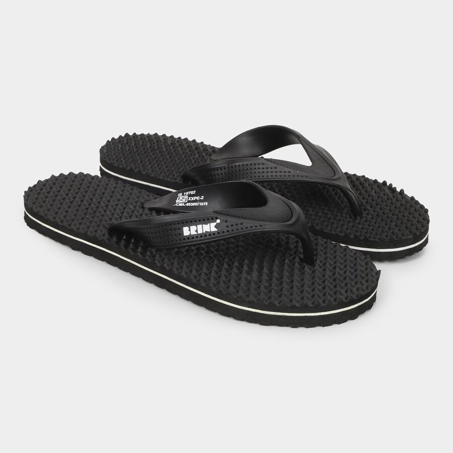 Men's V Strap Slipper, Black, large