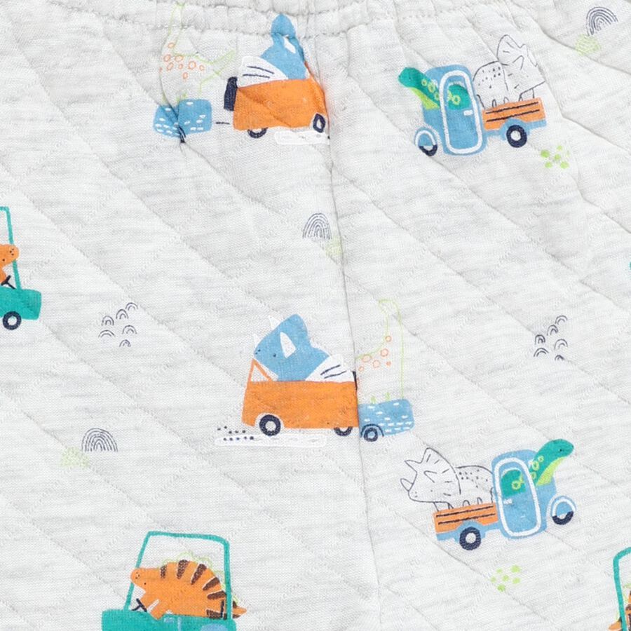 Infants Light Grey Printed Cotton Blend Pyjama, मिश्रित हल्का ग्रे, large image number null