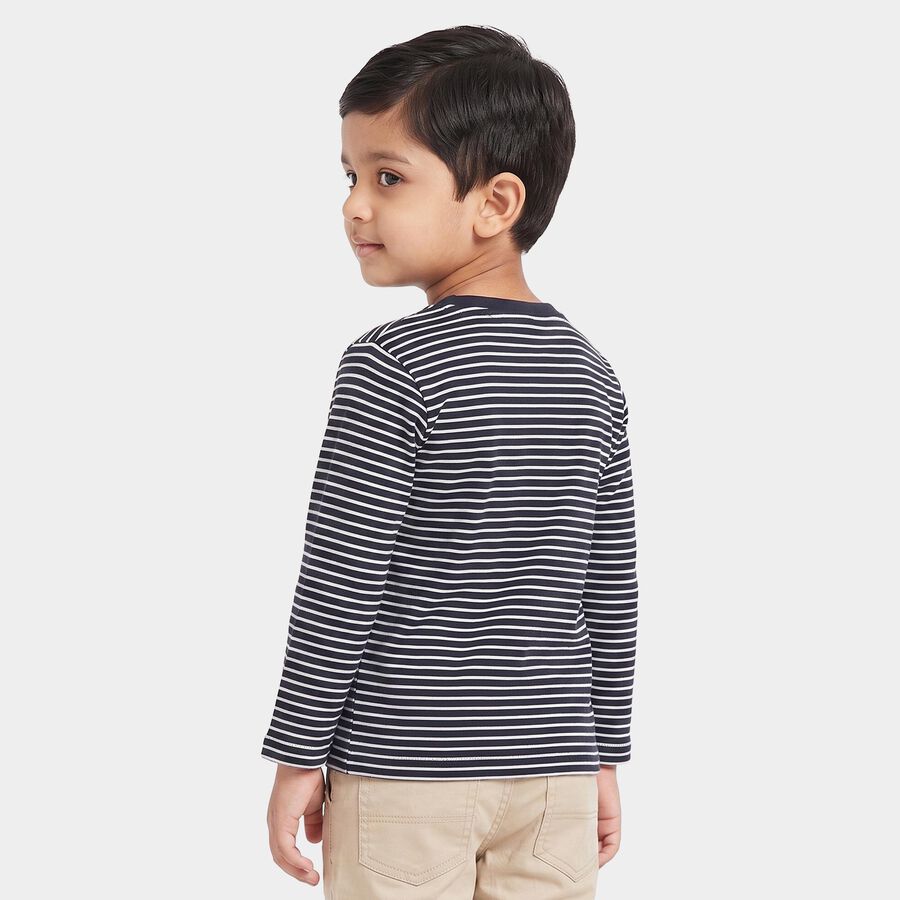 Boys Navy Blue Crew Neck Regular T-Shirt, Navy Blue, large