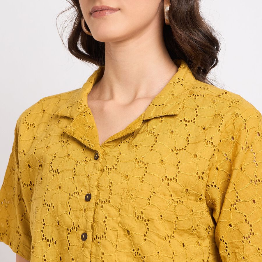 Ladies' 100% Cotton Shirt, Mustard, large image number null
