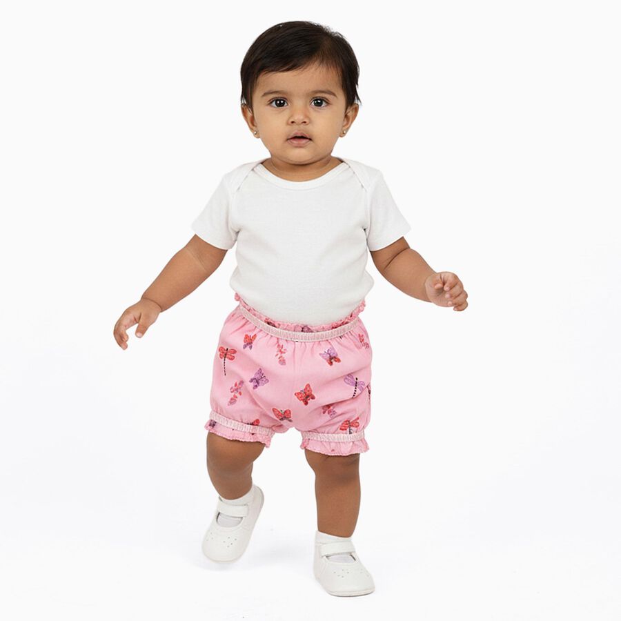 Infant Bright Pink Regular Fit Butterfly Print Bloomers, Pink, large image number null