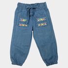 Girls Light Blue Jogger Fit Embroidered Jeans, Mid Blue, small
