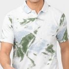 Men's White Cotton Polo Neck Abstract Printed T-Shirt, सफ़ेद, small