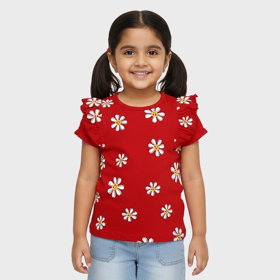 Girls' T-Shirt, लाल, large