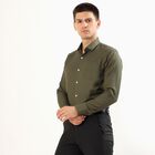 Men's Dark Olive Green Full Sleeve Classic Formal Shirt, गहरा हरा, small image number null