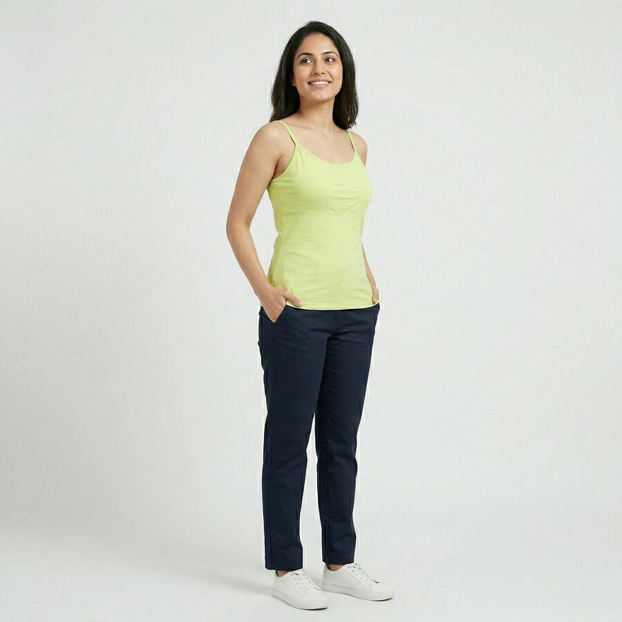 Women's Green Cotton Blend Sleeveless Minimalist Slip, हल्का हरा, large
