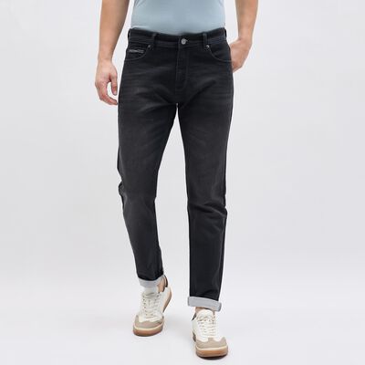 Men's Black Slim Fit Washed Jeans