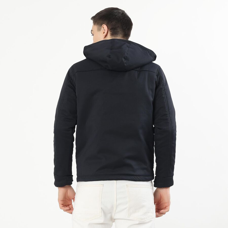 Men's Navy Hooded Casual Jacket, Navy Blue, large image number null