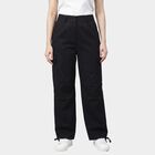 Women's Black Straight Fit Formal Trousers, Black, small