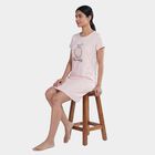 Women's Pink Cotton Round Neck Casual Nighty, Light Pink, small