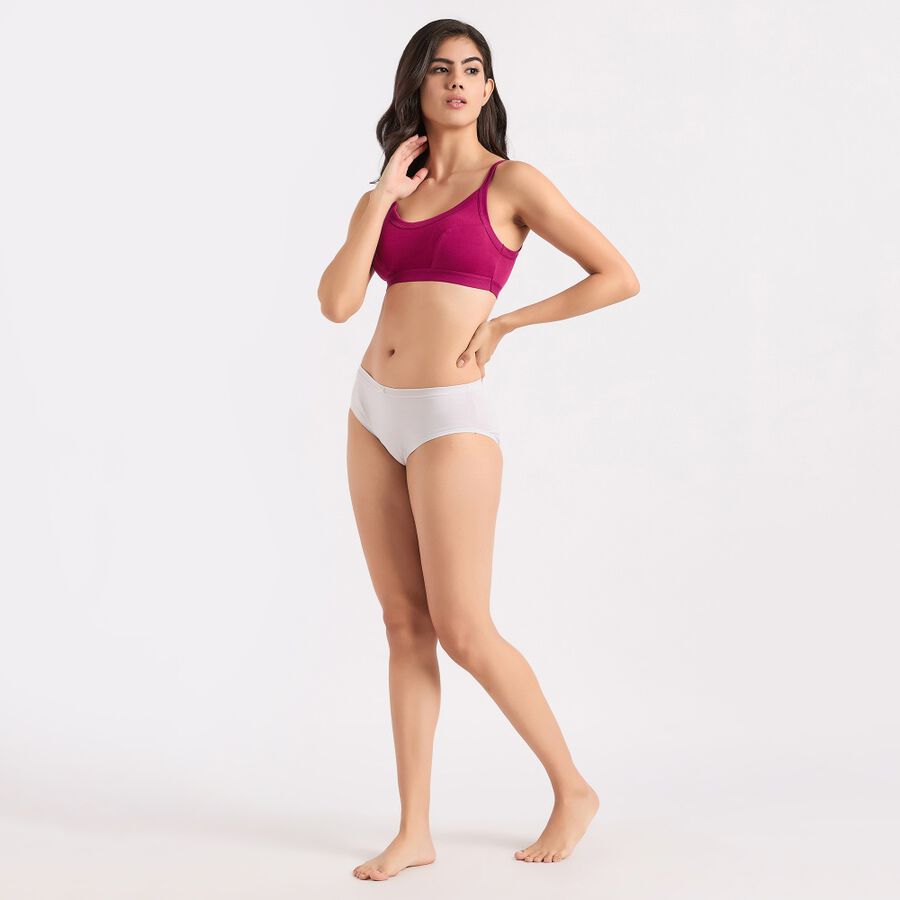 Ladies' 100% Cotton Non-Padded Bra, Wine, large image number null
