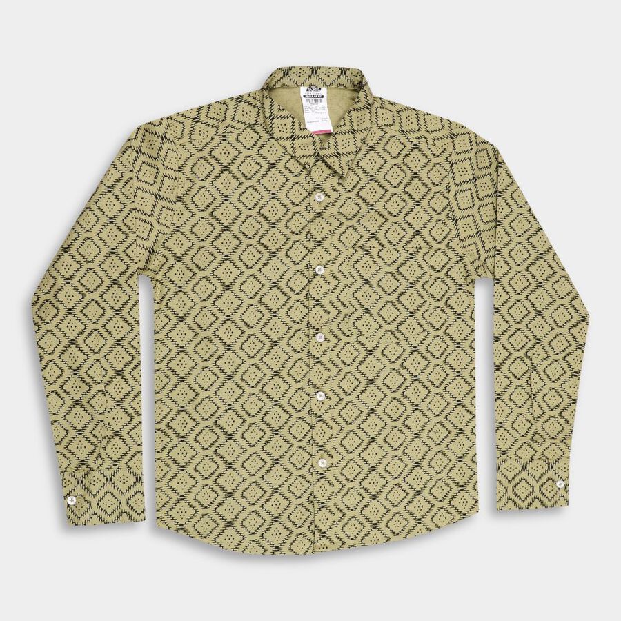 Boys' 100% Cotton Casual Shirt, ओलिव, large image number null