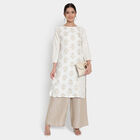 Printed 3/4Th Sleeves Kurta, Off White, small image number null