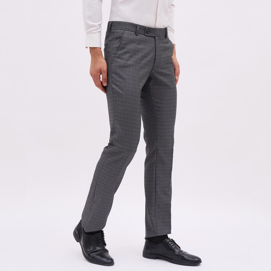 Men's Slim Fit Formal Trousers, Dark Grey, large image number null