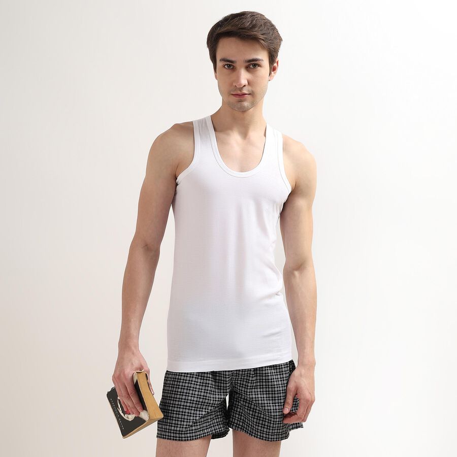 Men's 100% Cotton Basic Vest, White, large image number null