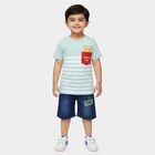 Boys' Light Green Cotton Round Neck Striped Baba Suit, Light Green, small