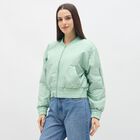 Women's Light Sage Green Baseball Casual Jacket, हल्का हरा, small image number null