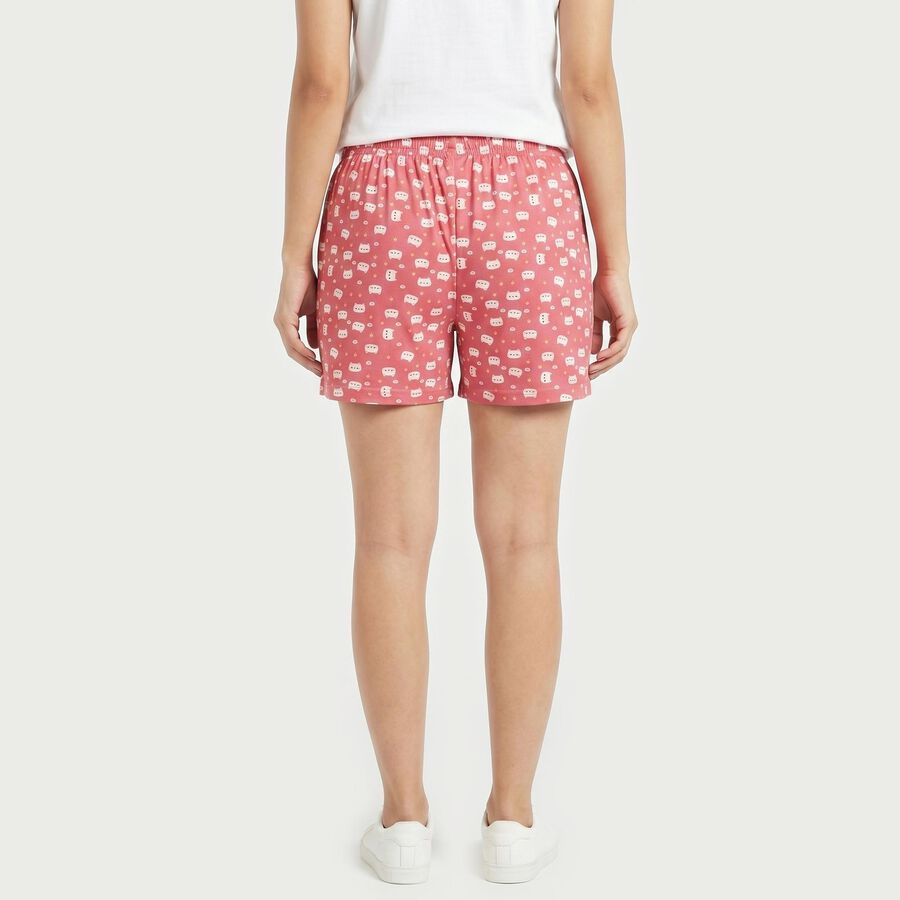 Women's Pink Regular Fit Printed Lounge Shorts, गुलाबी, large